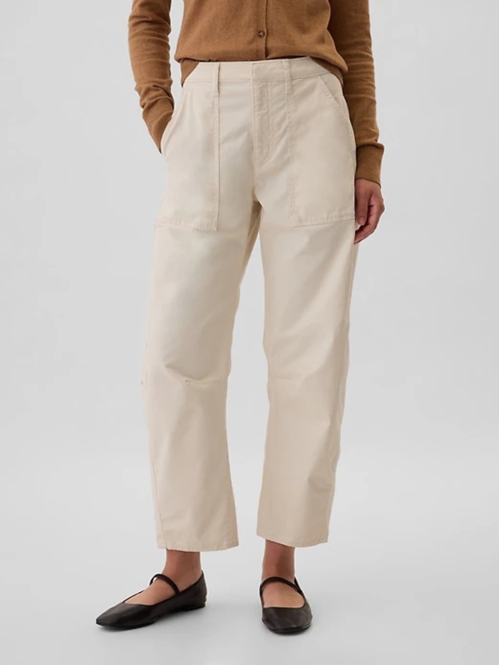 GAP Barrel Jeans Cream High-Waist Size 12 TALL EUC Business Casual Minimalist